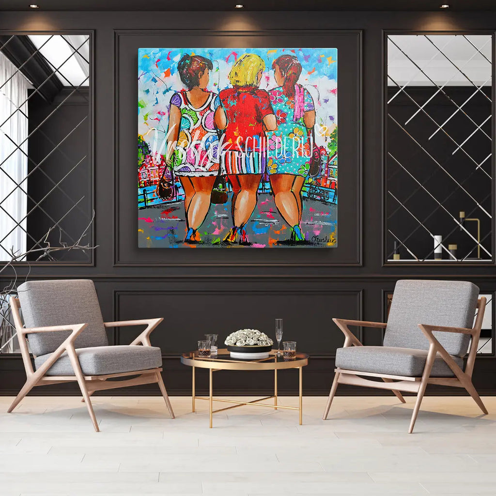 3 Dikke dames in Amsterdam | Vrolijk Schilderij | Schilderen op nummer | Diamond painting | Dot painting
