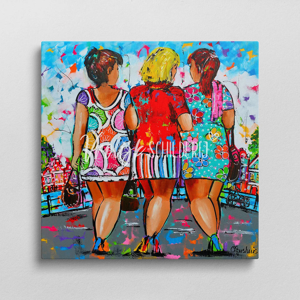3 Dikke dames in Amsterdam | Vrolijk Schilderij | Schilderen op nummer | Diamond painting | Dot painting