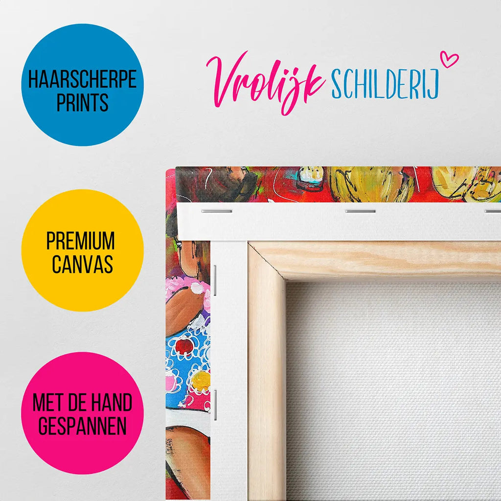 4 Dansende dikke dames | Vrolijk Schilderij | Schilderen op nummer | Diamond painting | Dot painting