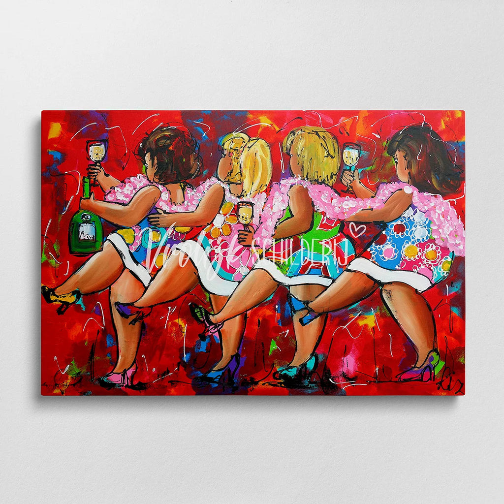 4 Dansende dikke dames | Vrolijk Schilderij | Schilderen op nummer | Diamond painting | Dot painting