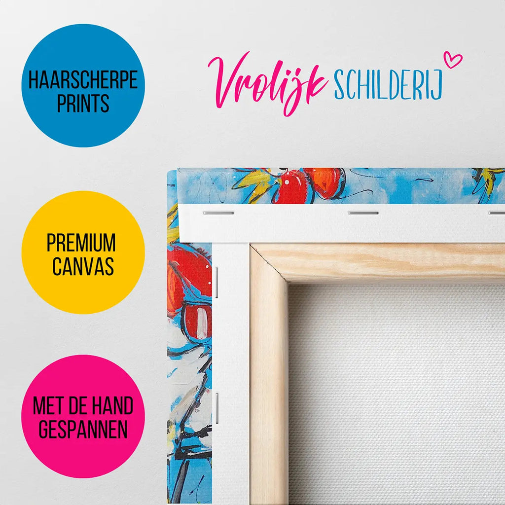 4 Proostende kippen | Vrolijk Schilderij | Schilderen op nummer | Diamond painting | Dot painting