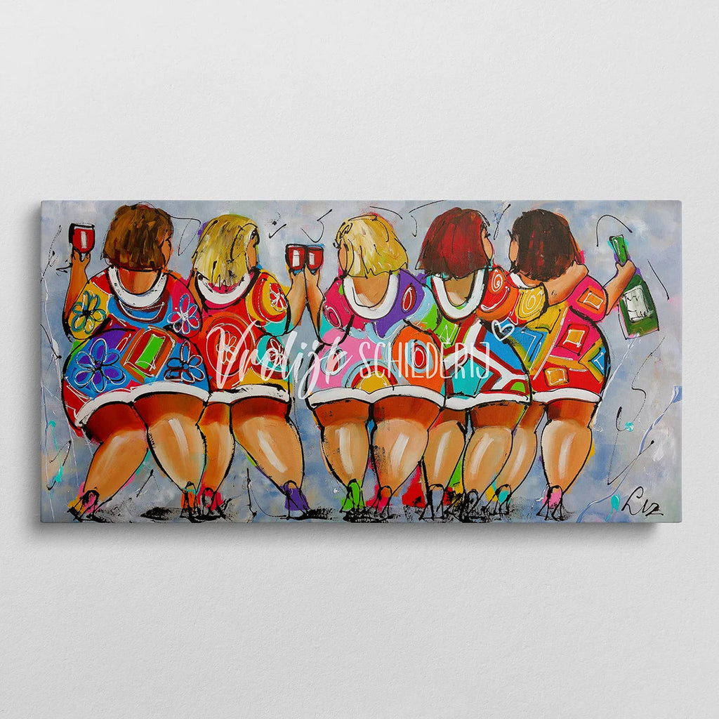 5 Feestende dikke dames | Vrolijk Schilderij | Schilderen op nummer | Diamond painting | Dot painting