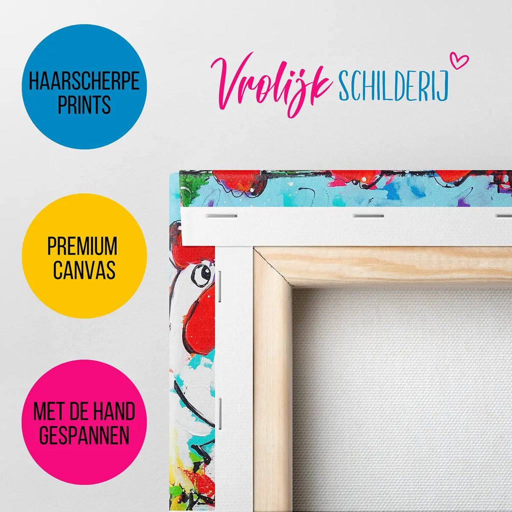5 Kippen aan het water | Vrolijk Schilderij | Schilderen op nummer | Diamond painting | Dot painting