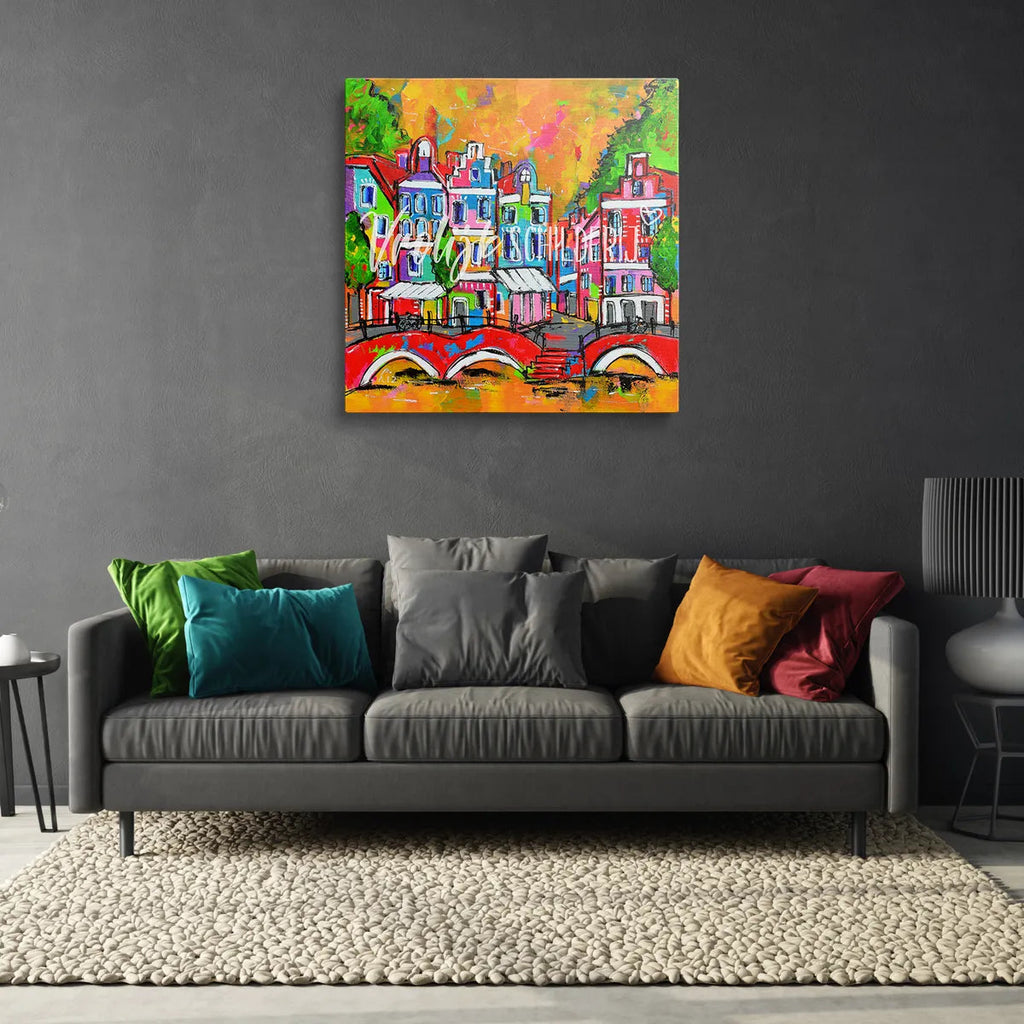 De Oranje Gracht | Vrolijk Schilderij | Schilderen op nummer | Diamond painting | Dot painting