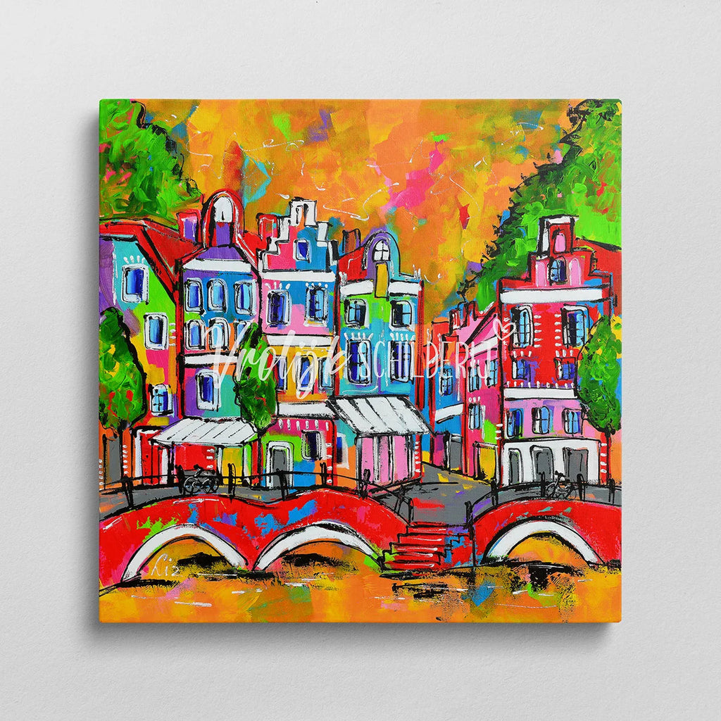 De Oranje Gracht | Vrolijk Schilderij | Schilderen op nummer | Diamond painting | Dot painting