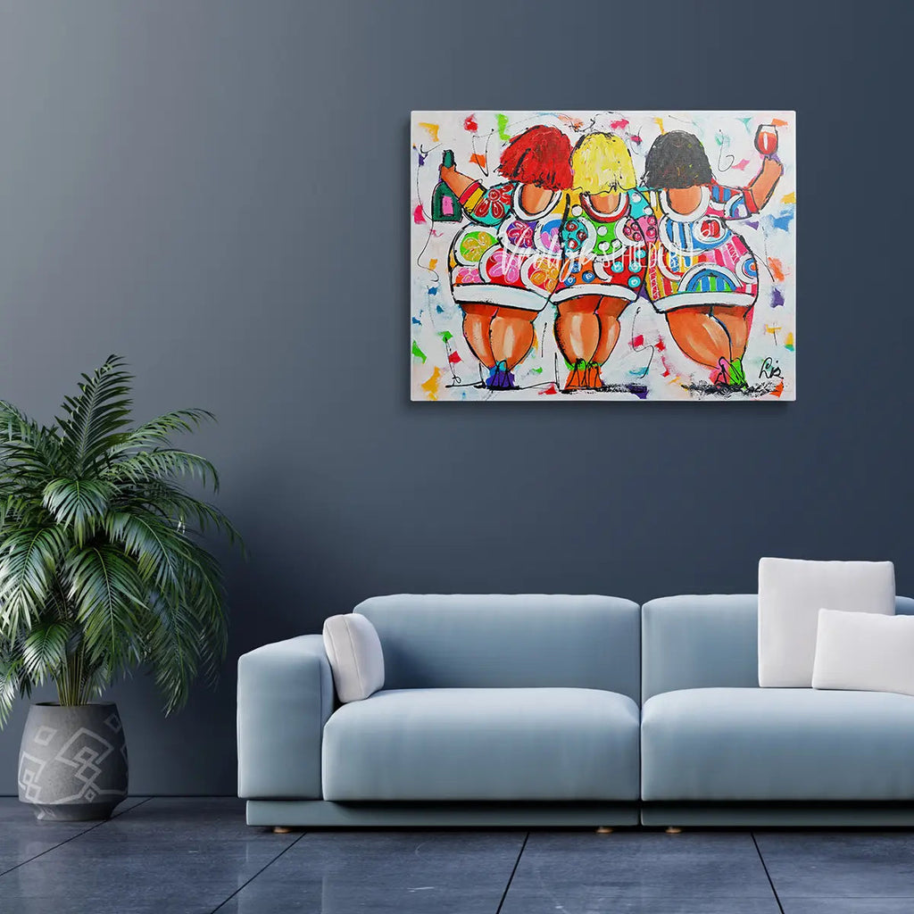 De feestende dikke dames | Vrolijk Schilderij | Schilderen op nummer | Diamond painting | Dot painting