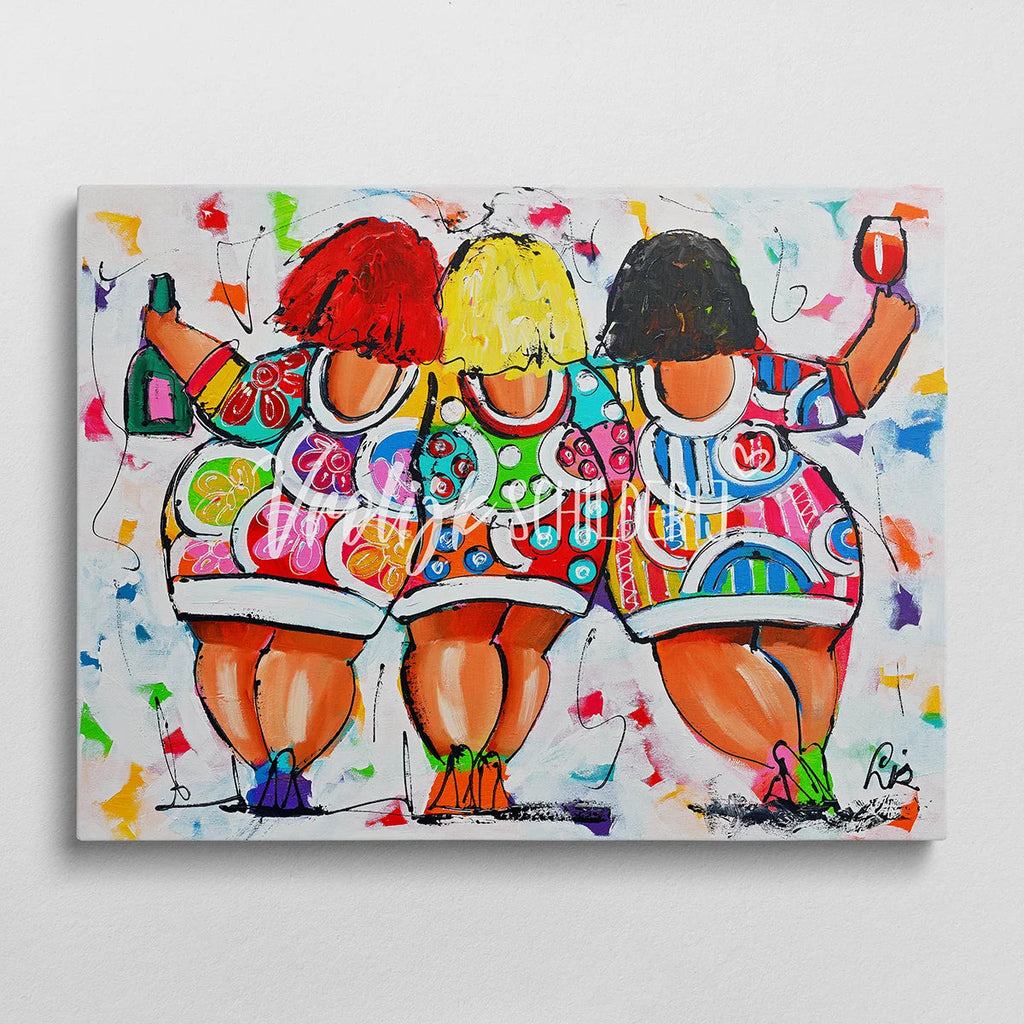 De feestende dikke dames | Vrolijk Schilderij | Schilderen op nummer | Diamond painting | Dot painting