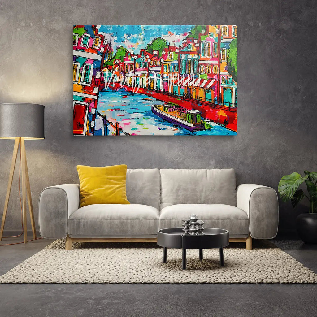 De gracht | Vrolijk Schilderij | Schilderen op nummer | Diamond painting | Dot painting