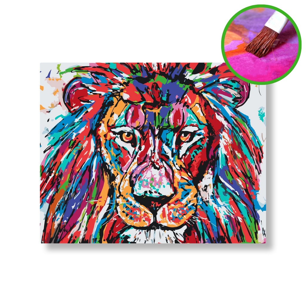 De kleurrijke leeuw 2 | Schilderen op nummer | Vrolijk Schilderij | Schilderen op nummer | Diamond painting | Dot painting