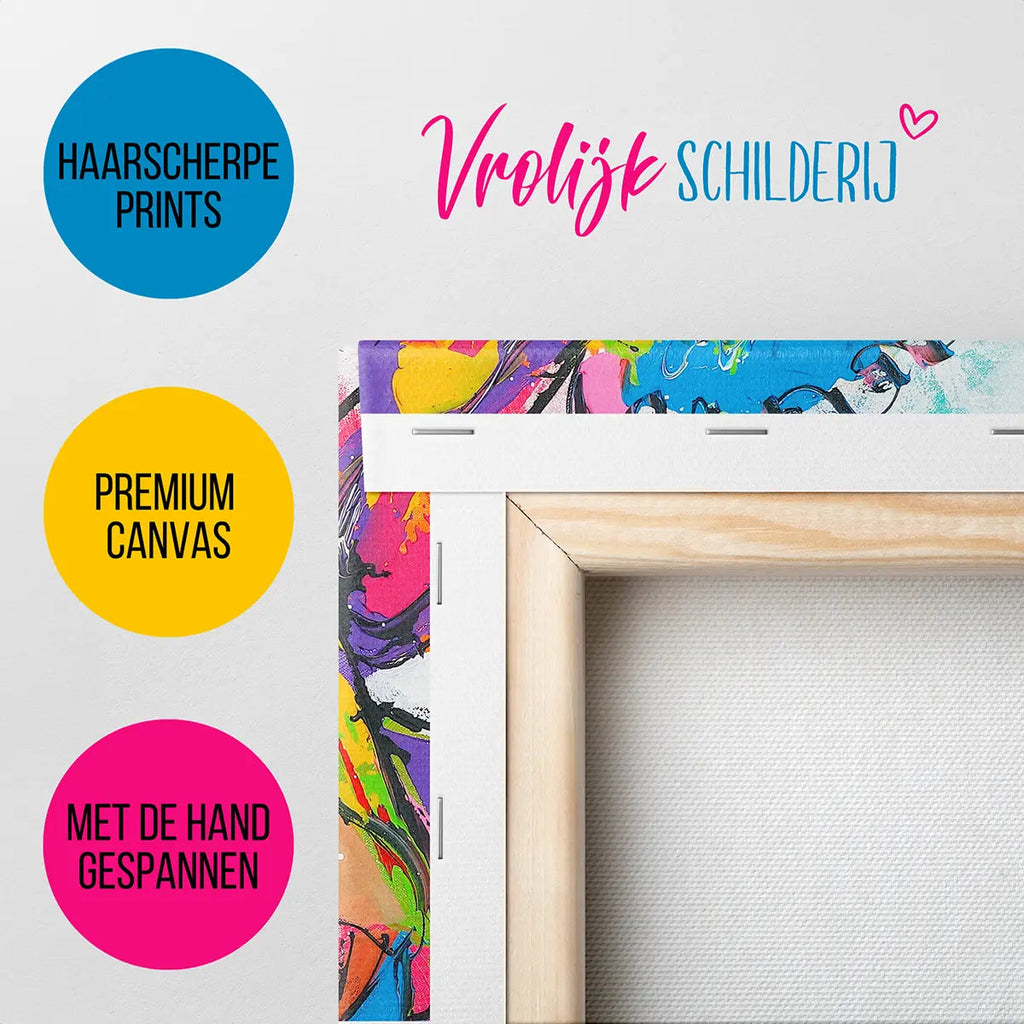 De koe en kippen | Vrolijk Schilderij | Schilderen op nummer | Diamond painting | Dot painting