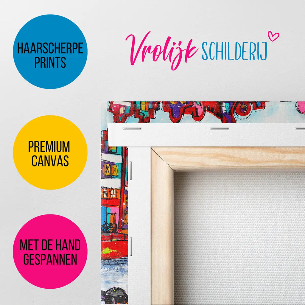 De koe in Amsterdam | Vrolijk Schilderij | Schilderen op nummer | Diamond painting | Dot painting