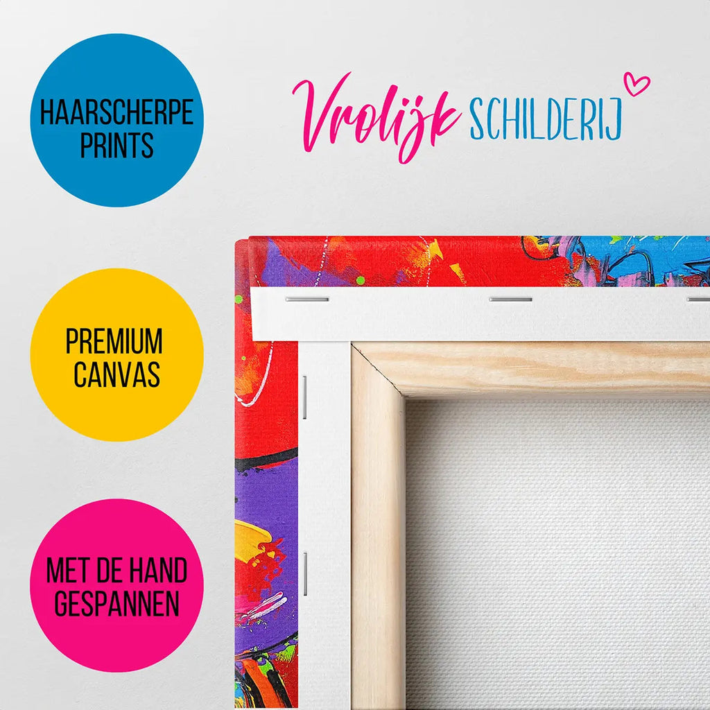 De maffe koe en tulpen | Vrolijk Schilderij | Schilderen op nummer | Diamond painting | Dot painting
