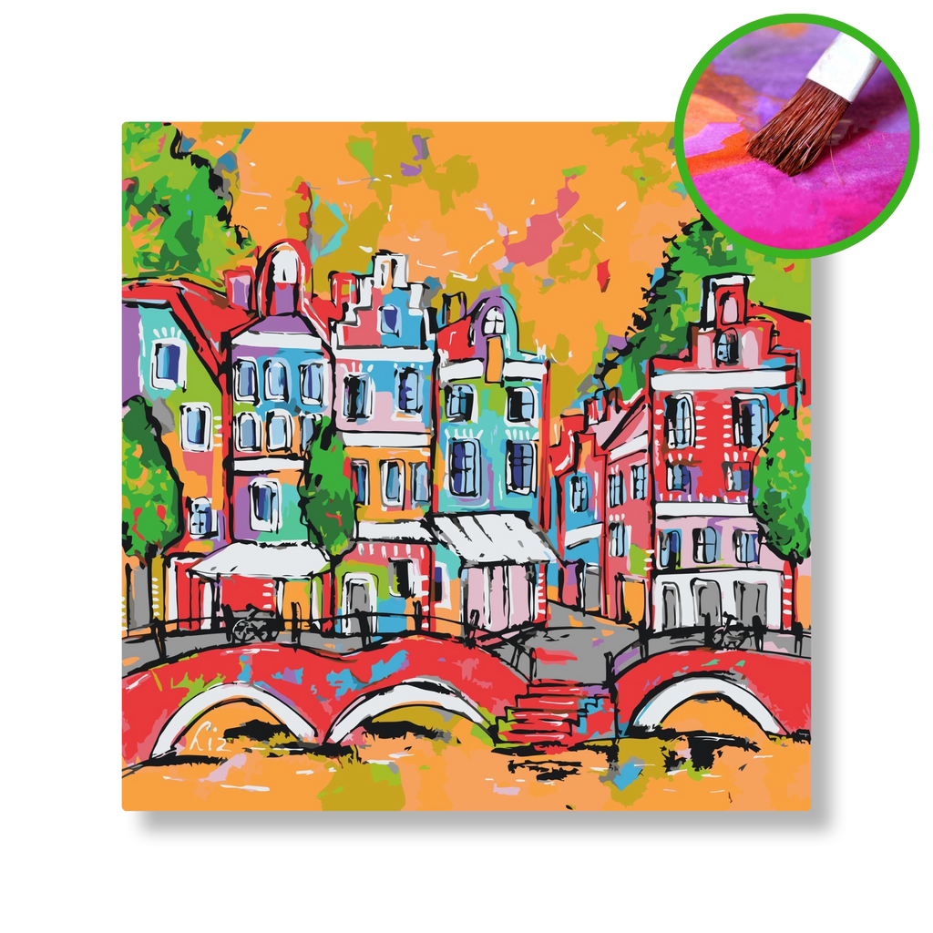 De oranje gracht | Schilderen op nummer | Vrolijk Schilderij | Schilderen op nummer | Diamond painting | Dot painting