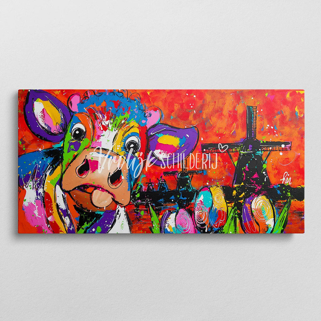 De rode lucht | Vrolijk Schilderij | Schilderen op nummer | Diamond painting | Dot painting