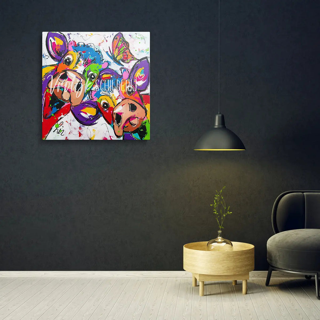De verbaasde koeien | Vrolijk Schilderij | Schilderen op nummer | Diamond painting | Dot painting
