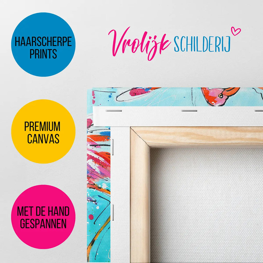 De vrolijke flamingo's | Vrolijk Schilderij | Schilderen op nummer | Diamond painting | Dot painting