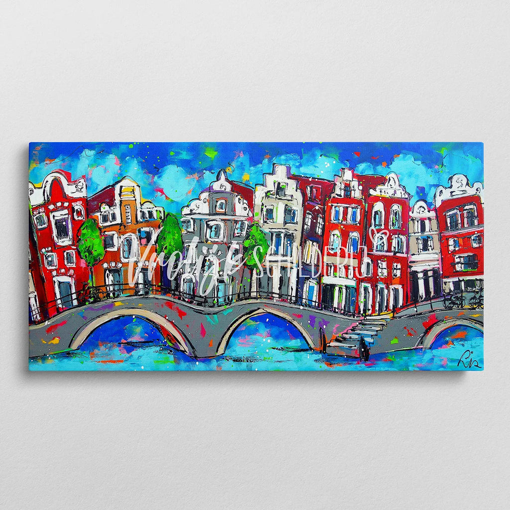De vrolijke grachten 2 | Vrolijk Schilderij | Schilderen op nummer | Diamond painting | Dot painting