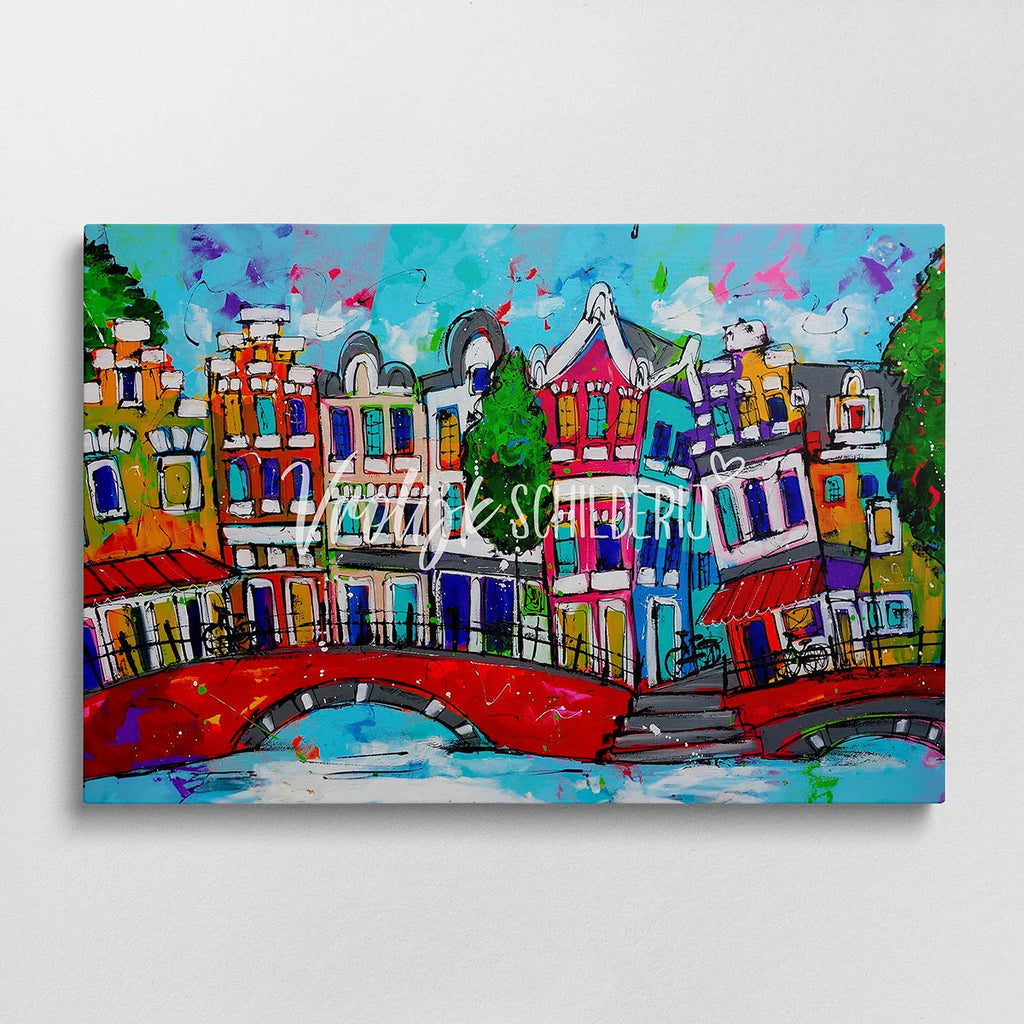 De vrolijke grachten 4 | Vrolijk Schilderij | Schilderen op nummer | Diamond painting | Dot painting