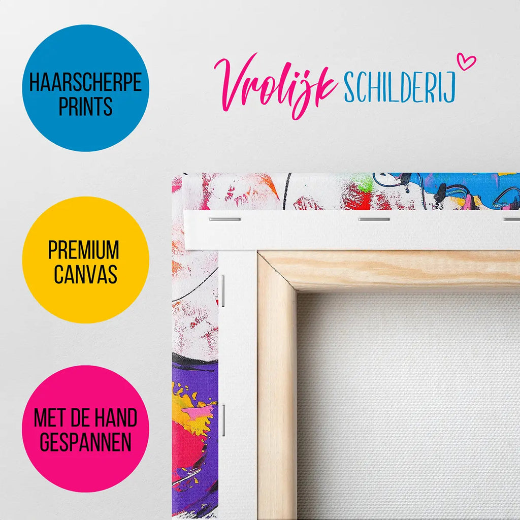 De vrolijke koe en tulpen | Vrolijk Schilderij | Schilderen op nummer | Diamond painting | Dot painting