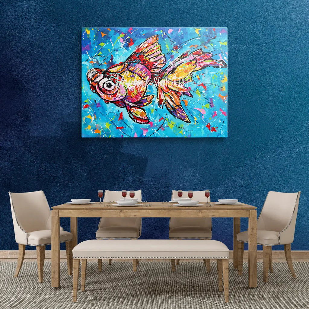 De vrolijke vis | Vrolijk Schilderij | Schilderen op nummer | Diamond painting | Dot painting