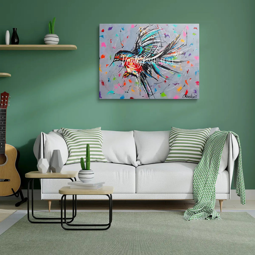 De vrolijke vogel | Vrolijk Schilderij | Schilderen op nummer | Diamond painting | Dot painting