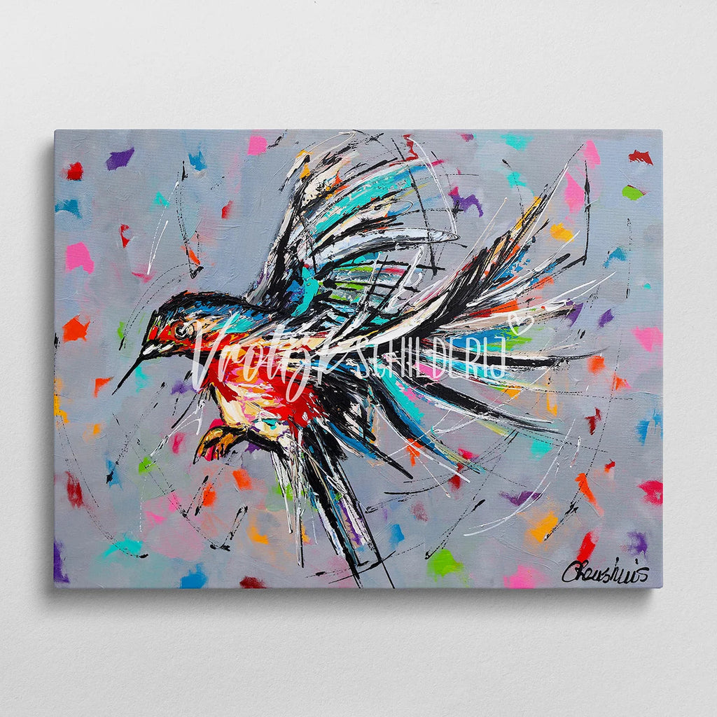 De vrolijke vogel | Vrolijk Schilderij | Schilderen op nummer | Diamond painting | Dot painting