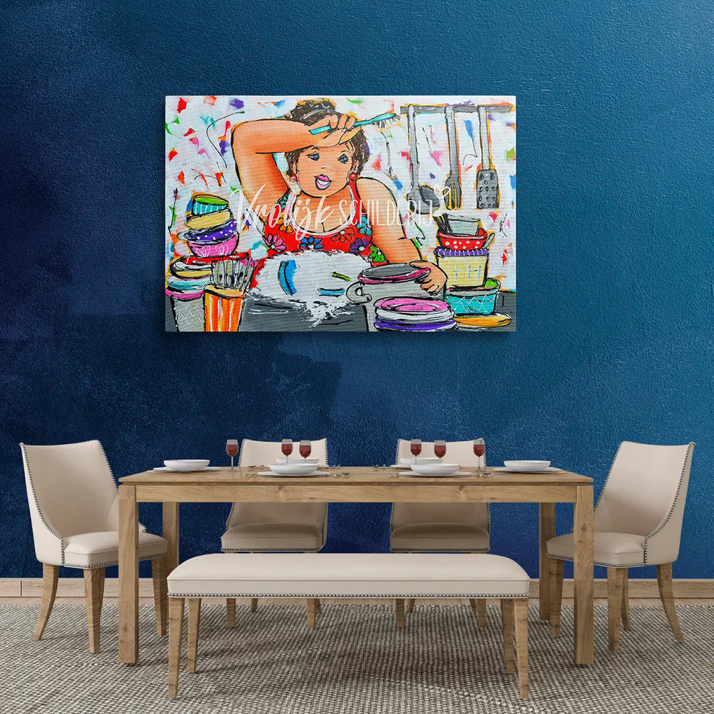 Dikke dames afwas | Vrolijk Schilderij | Schilderen op nummer | Diamond painting | Dot painting