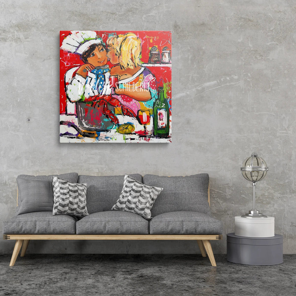 Dikke dames samen eten | Vrolijk Schilderij | Schilderen op nummer | Diamond painting | Dot painting