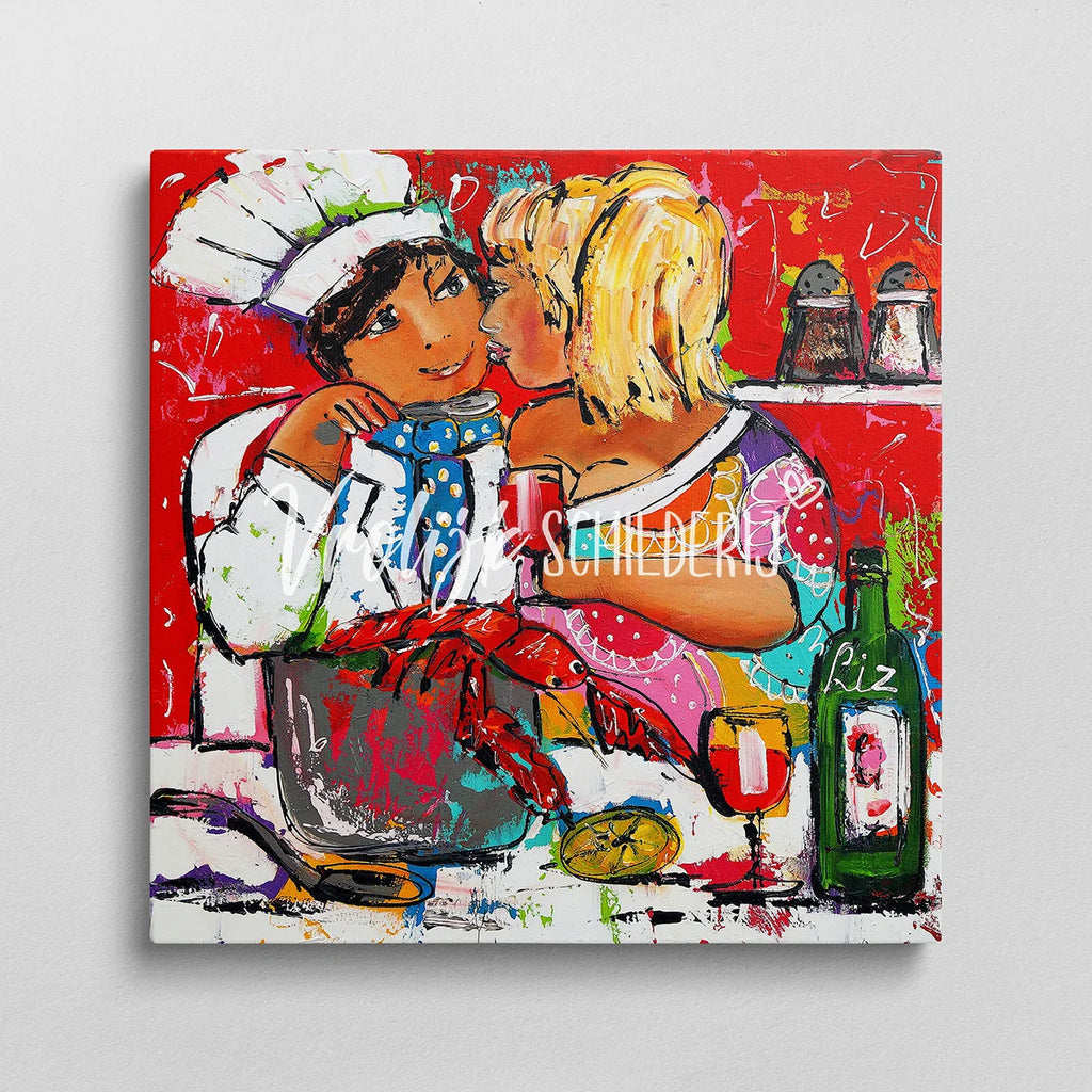 Dikke dames samen eten | Vrolijk Schilderij | Schilderen op nummer | Diamond painting | Dot painting