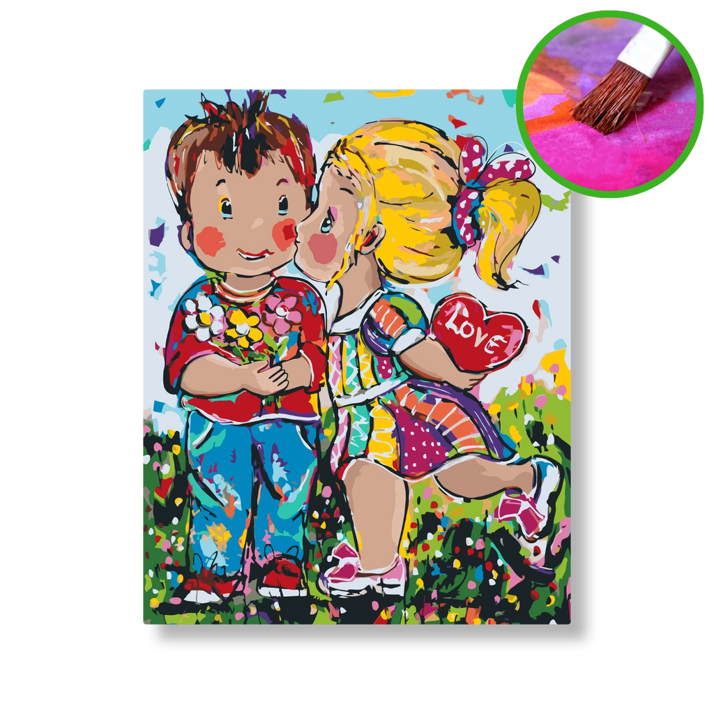 Een klein kusje | Schilderen op nummer | Vrolijk Schilderij | Schilderen op nummer | Diamond painting | Dot painting