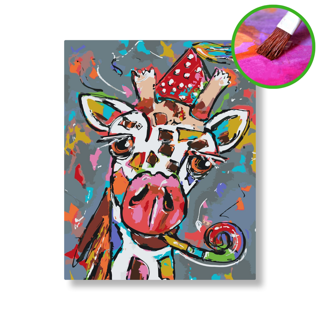 Feestelijke giraf | Schilderen op nummer | Vrolijk Schilderij | Schilderen op nummer | Diamond painting | Dot painting