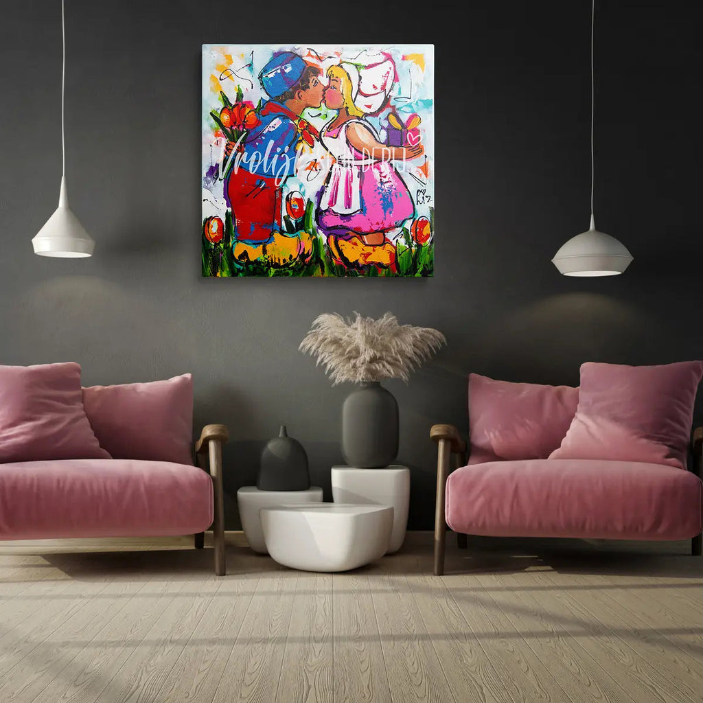 Het melkmeisje 2 | Vrolijk Schilderij | Schilderen op nummer | Diamond painting | Dot painting