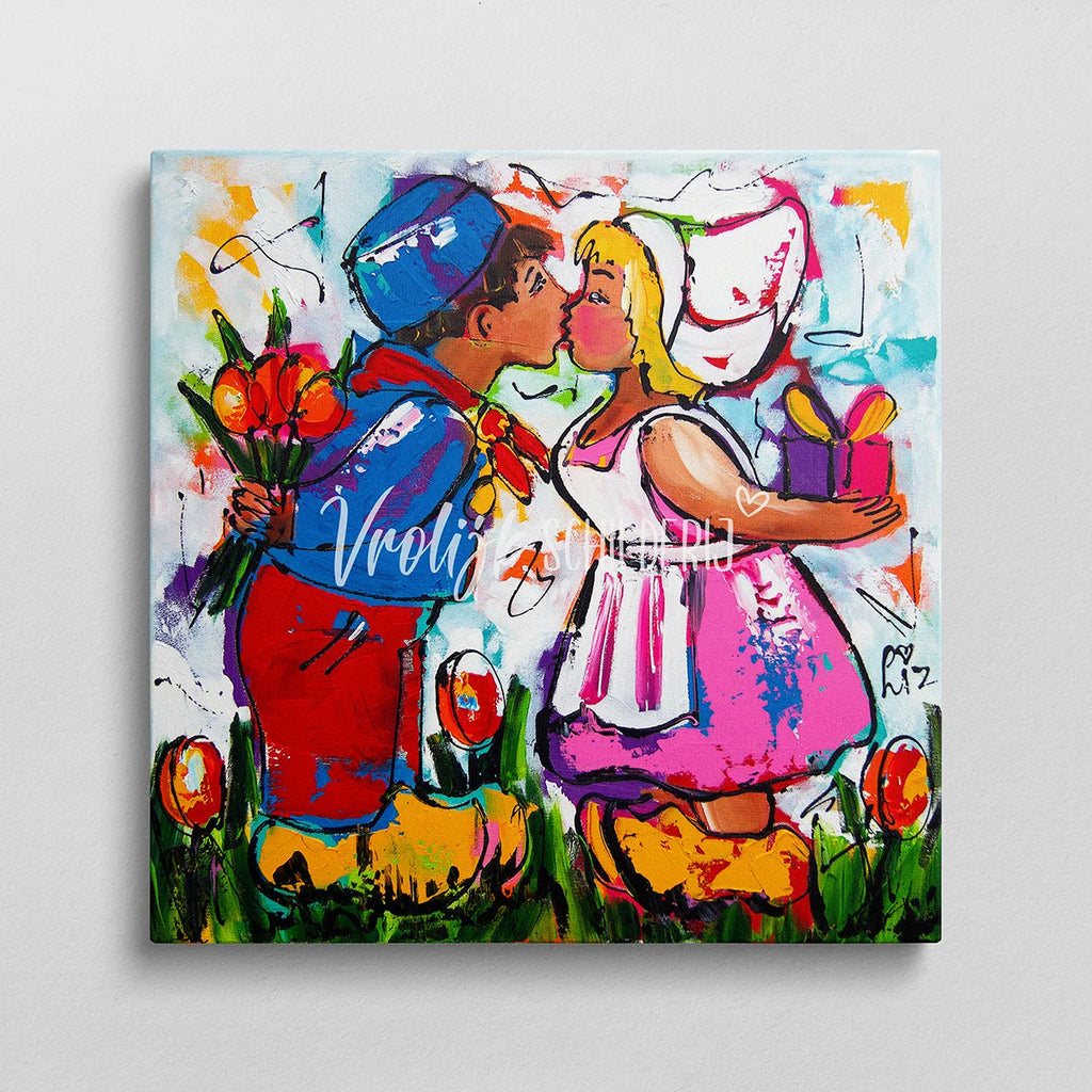 Het melkmeisje 2 | Vrolijk Schilderij | Schilderen op nummer | Diamond painting | Dot painting