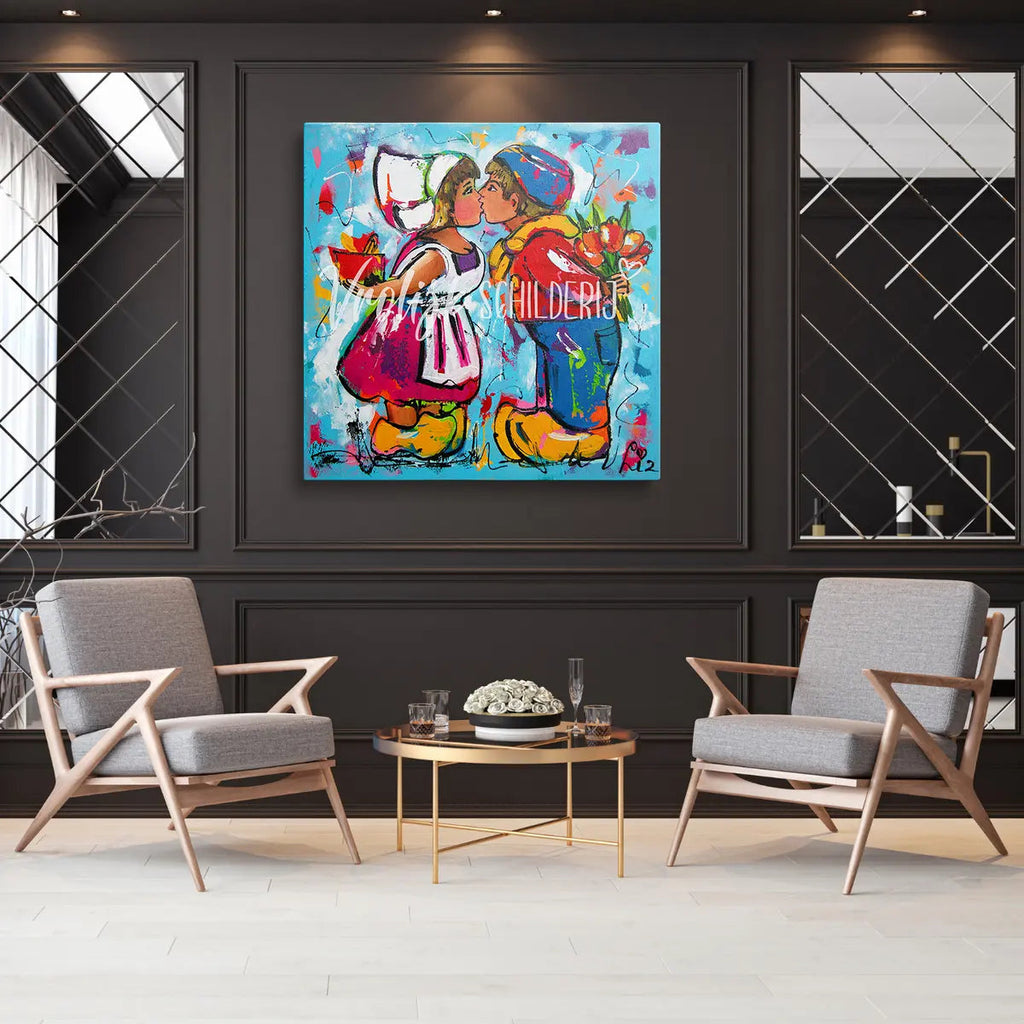 Het melkmeisje | Vrolijk Schilderij | Schilderen op nummer | Diamond painting | Dot painting