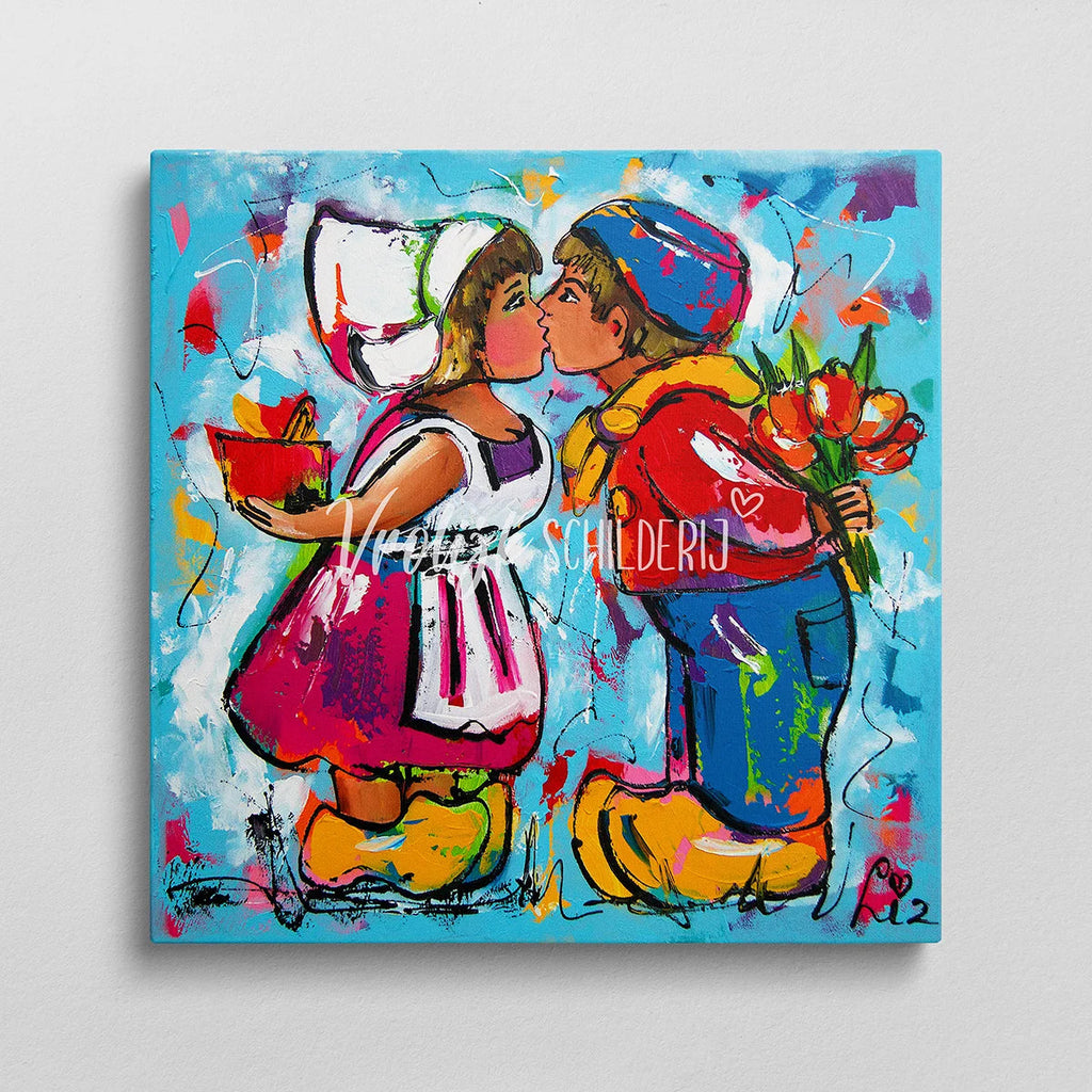 Het melkmeisje | Vrolijk Schilderij | Schilderen op nummer | Diamond painting | Dot painting