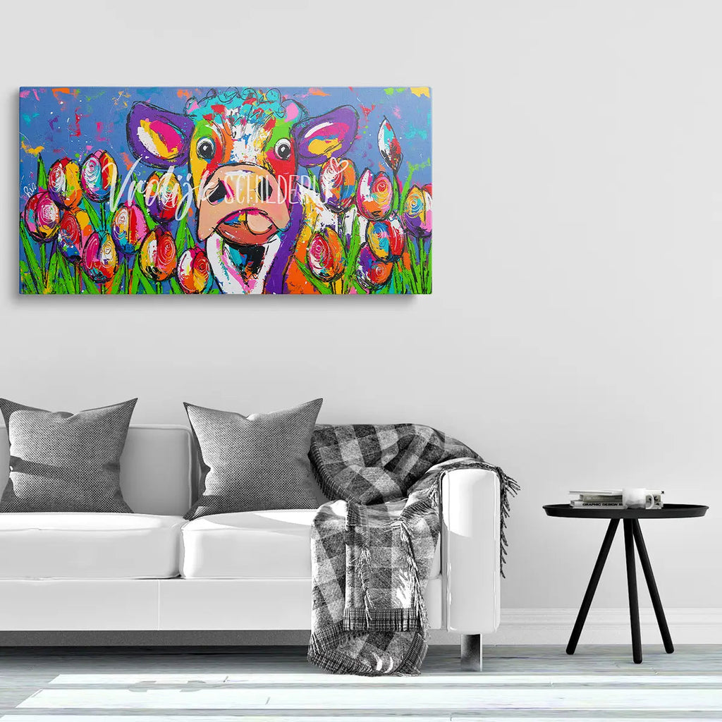 In het tulpenveld | Vrolijk Schilderij | Schilderen op nummer | Diamond painting | Dot painting