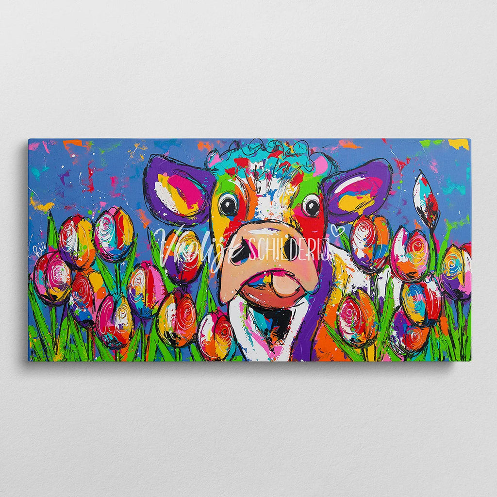 In het tulpenveld | Vrolijk Schilderij | Schilderen op nummer | Diamond painting | Dot painting
