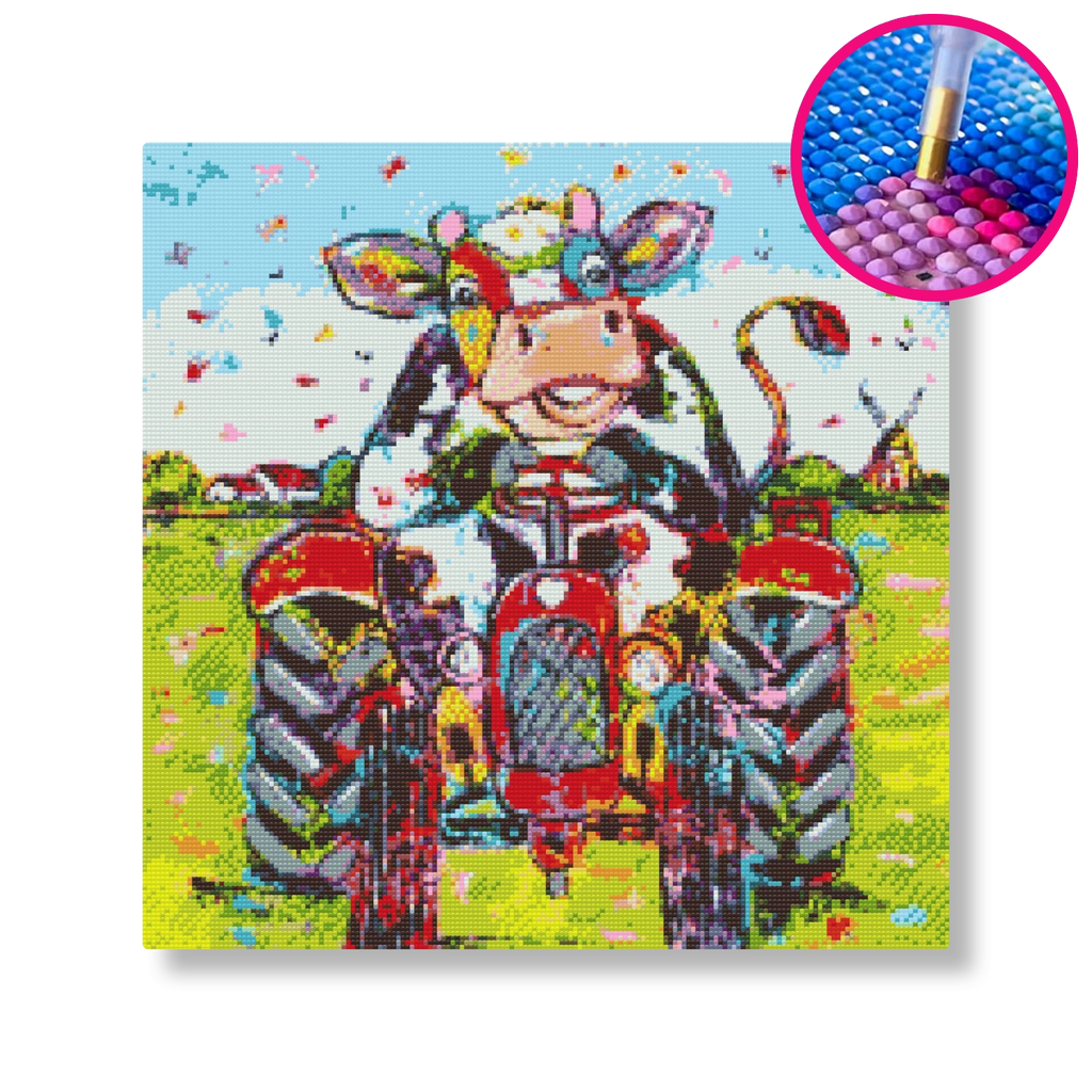 Koe op de trekker | Diamond painting | Vrolijk Schilderij | Schilderen op nummer | Diamond painting | Dot painting