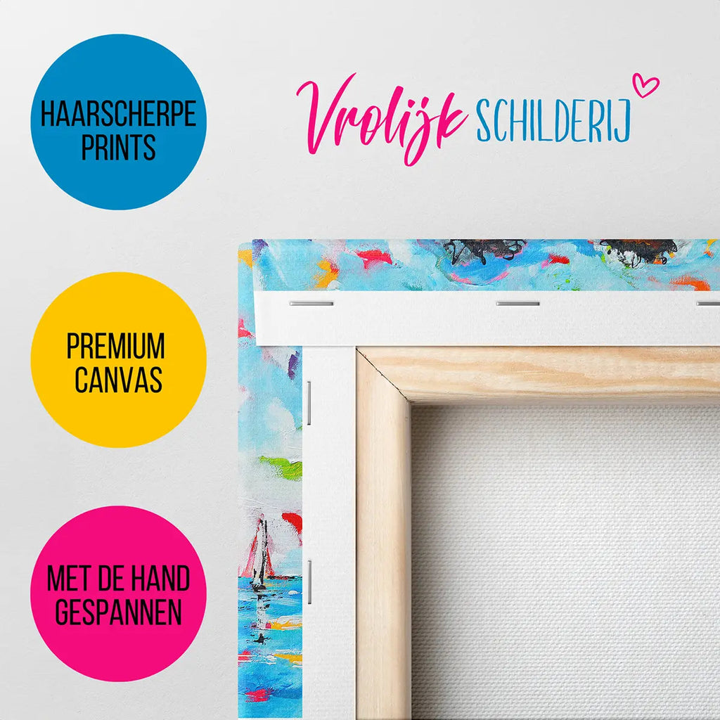 Op het strand | Vrolijk Schilderij | Schilderen op nummer | Diamond painting | Dot painting