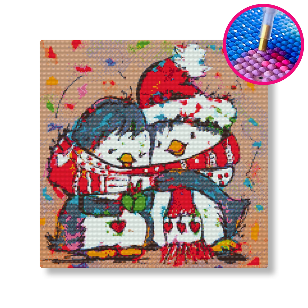 Penguins in de kou | Diamond painting | Vrolijk Schilderij | Schilderen op nummer | Diamond painting | Dot painting