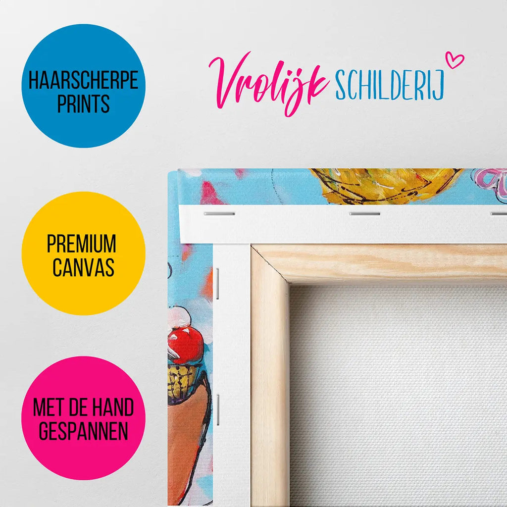 Samen een ijsje eten | Vrolijk Schilderij | Schilderen op nummer | Diamond painting | Dot painting