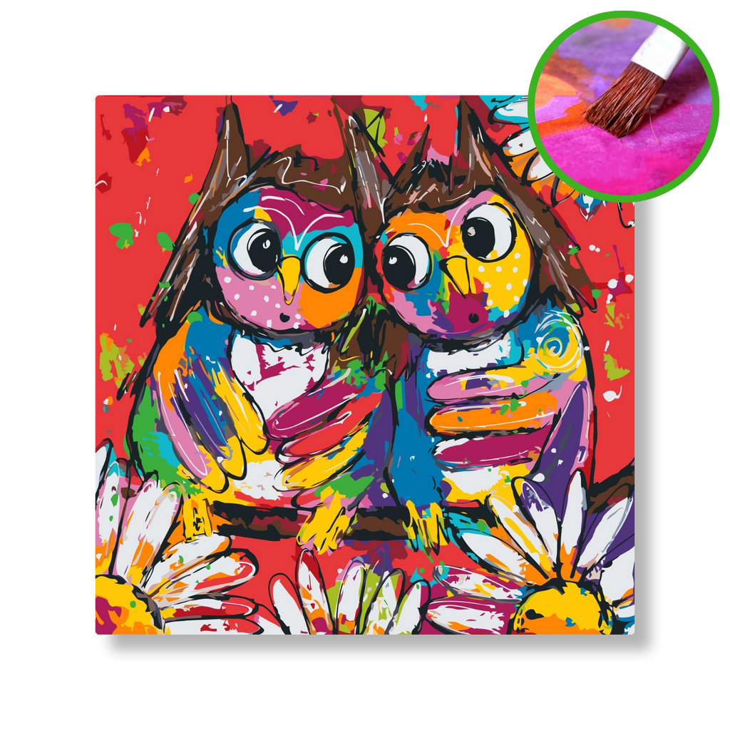 Uiltjes met bloemen | Schilderen op nummer | Vrolijk Schilderij | Schilderen op nummer | Diamond painting | Dot painting