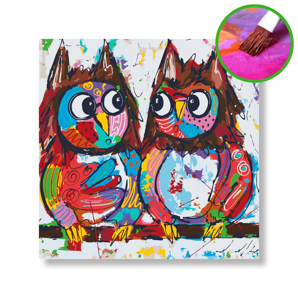 Uiltjes op tak | Schilderen op nummer | Vrolijk Schilderij | Schilderen op nummer | Diamond painting | Dot painting