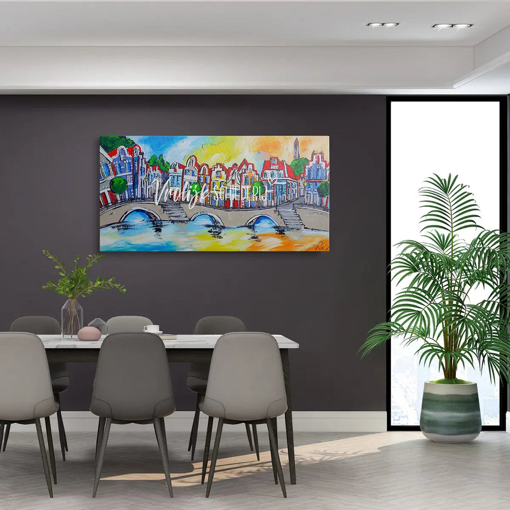 Zonsondergang | Vrolijk Schilderij | Schilderen op nummer | Diamond painting | Dot painting