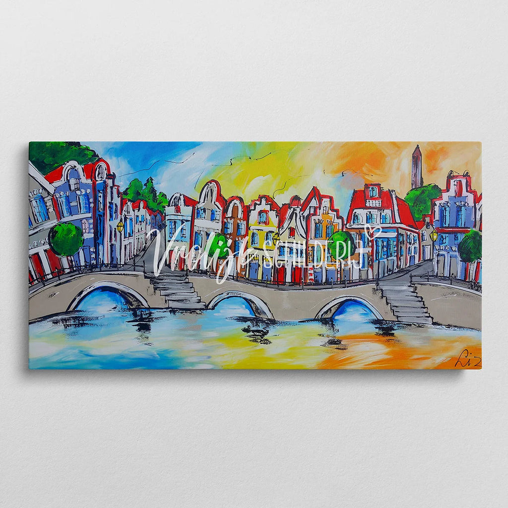 Zonsondergang | Vrolijk Schilderij | Schilderen op nummer | Diamond painting | Dot painting